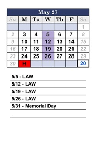 District School Academic Calendar for Weld Elementary School for May 2027