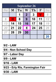 District School Academic Calendar for Weld Elementary School for September 2026