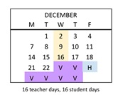 District School Academic Calendar for Harrison Elementary for December 2026