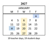District School Academic Calendar for Harrison Elementary for January 2027