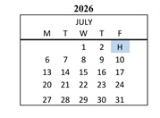 District School Academic Calendar for Harrison Elementary for July 2026