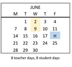 District School Academic Calendar for Harrison Elementary for June 2027