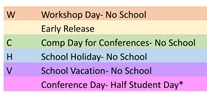 District School Academic Calendar Legend for Harrison Elementary