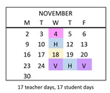 District School Academic Calendar for Harrison Elementary for November 2026