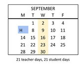 District School Academic Calendar for Harrison Elementary for September 2026