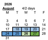 District School Academic Calendar for North Elementary School for August 2026