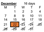 District School Academic Calendar for North Elementary School for December 2026