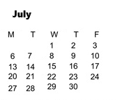 District School Academic Calendar for North Elementary School for July 2026