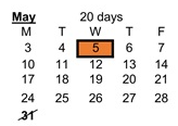 District School Academic Calendar for North Elementary School for May 2027