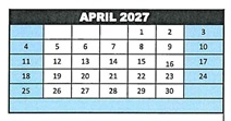 District School Academic Calendar for Jack G. Desmond Middle for April 2027