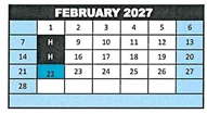 District School Academic Calendar for Jack G. Desmond Middle for February 2027