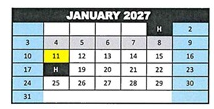 District School Academic Calendar for Jack G. Desmond Middle for January 2027