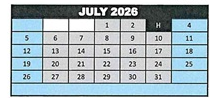 District School Academic Calendar for Jack G. Desmond Middle for July 2026