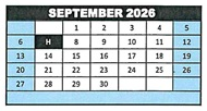 District School Academic Calendar for Jack G. Desmond Middle for September 2026