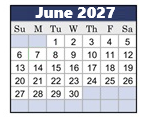 District School Academic Calendar for East Flora Elementary for June 2027