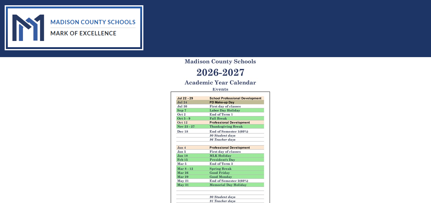 District School Academic Calendar Key for East Flora Elementary