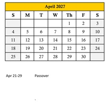 District School Academic Calendar for Orange Ridge-bullock Elementary for April 2027