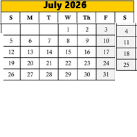 District School Academic Calendar for Orange Ridge-bullock Elementary for July 2026