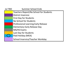 District School Academic Calendar Legend for Orange Ridge-bullock Elementary