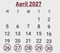 District School Academic Calendar for Manchester Developmental Pre-school for April 2027