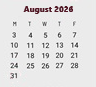 District School Academic Calendar for Manchester Developmental Pre-school for August 2026