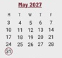 District School Academic Calendar for Manchester Developmental Pre-school for May 2027