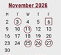 District School Academic Calendar for Manchester Developmental Pre-school for November 2026