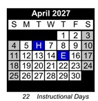 District School Academic Calendar for Calla High (CONT.) for April 2027