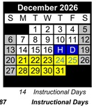 District School Academic Calendar for Calla High (CONT.) for December 2026