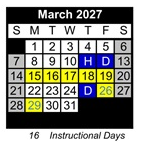 District School Academic Calendar for Calla High (CONT.) for March 2027
