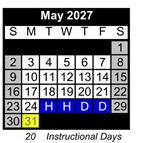 District School Academic Calendar for Calla High (CONT.) for May 2027