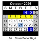 District School Academic Calendar for Calla High (CONT.) for October 2026