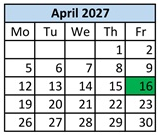 District School Academic Calendar for Blackshere Elementary School for April 2027