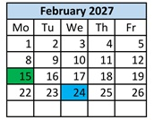 District School Academic Calendar for Blackshere Elementary School for February 2027