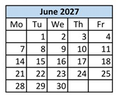 District School Academic Calendar for Blackshere Elementary School for June 2027
