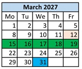 District School Academic Calendar for Blackshere Elementary School for March 2027