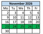 District School Academic Calendar for Blackshere Elementary School for November 2026