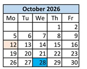 District School Academic Calendar for Blackshere Elementary School for October 2026