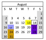 District School Academic Calendar for Mariposa County High for August 2026