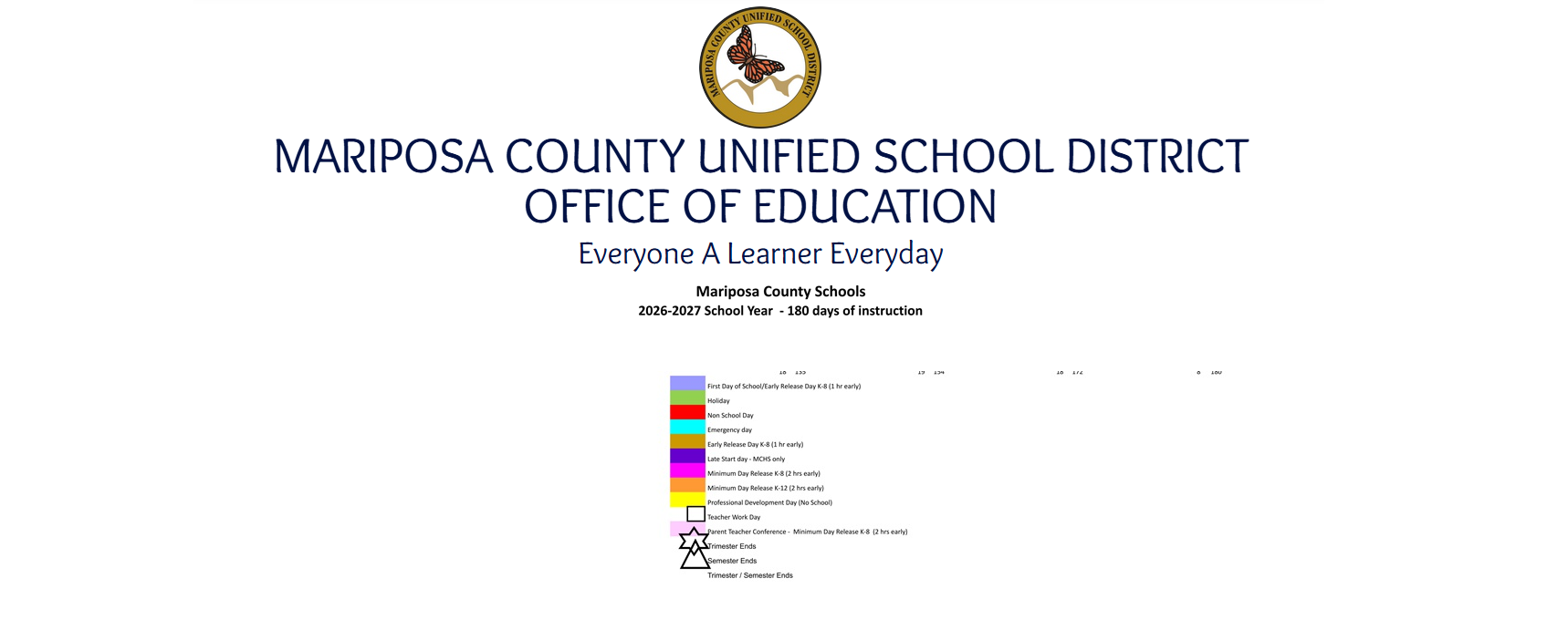 District School Academic Calendar Key for Mariposa County High