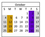 District School Academic Calendar for Mariposa County High for October 2026