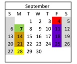 District School Academic Calendar for Mariposa County High for September 2026