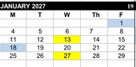 District School Academic Calendar for Marysville High for January 2027