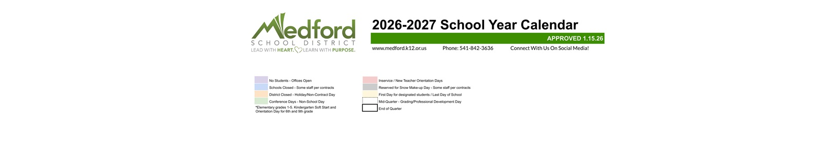 District School Academic Calendar Key for Kennedy Elementary School