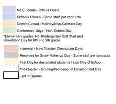 District School Academic Calendar Legend for Kennedy Elementary School
