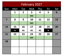 District School Academic Calendar for Evans Ranch Elementary for February 2027
