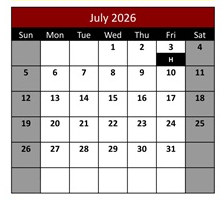 District School Academic Calendar for Evans Ranch Elementary for July 2026