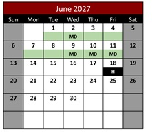 District School Academic Calendar for Evans Ranch Elementary for June 2027