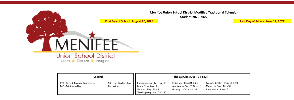 District School Academic Calendar Key for Evans Ranch Elementary