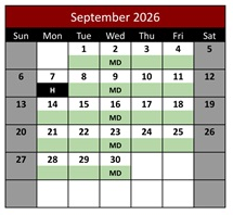 District School Academic Calendar for Evans Ranch Elementary for September 2026